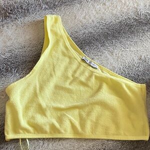 4/$30 One-Shoulder Yellow Crop Top